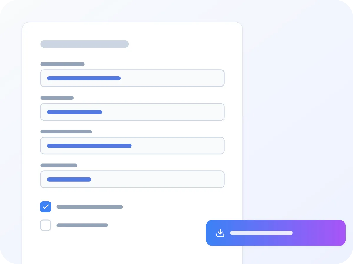 Một form PDF đã điền với ô được tick và nút tải xuống